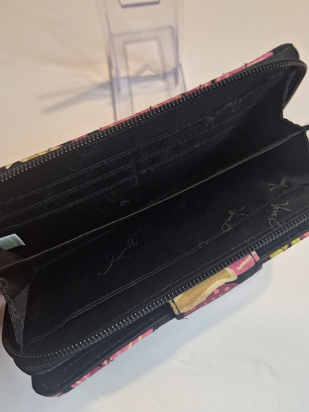 Vera Bradley Turnlock Floral Zip Wallet in Black, Pink and Green - Picture 7 of 10